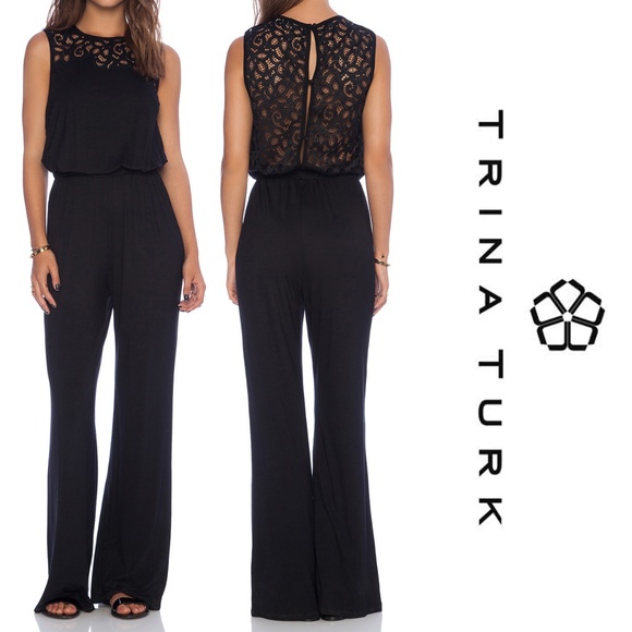 Trina Turk Pants - Trina Turk Kimberlina Jumpsuit Black Lace Small